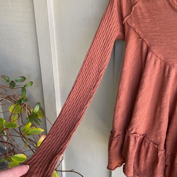 NWT - Free People It's Always Been You Long Sleeve Top Tunic in Rust Size: XS - Picture 5 of 11